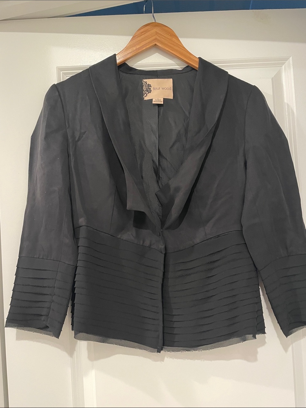 Anthropologie Fleur Wood Strata Blazer black size 4
